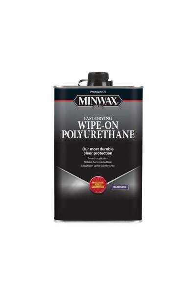 Minwax Fast-Drying Wipe-On Polyurethane | Durable Clear Wood Finish | Warm Satin | 946ml