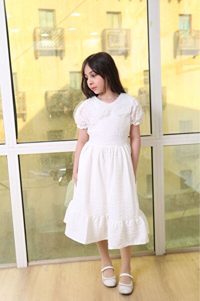 Generic Girls' dress with embroidered collar, a touch of beauty