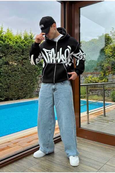 serline Premium Graphic Baskı Full Zip Hoodie