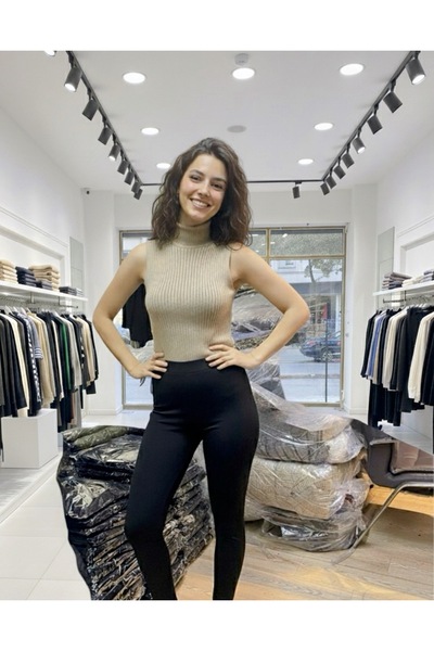 rushana Kadın balıkçı yaka sıfır kol triko