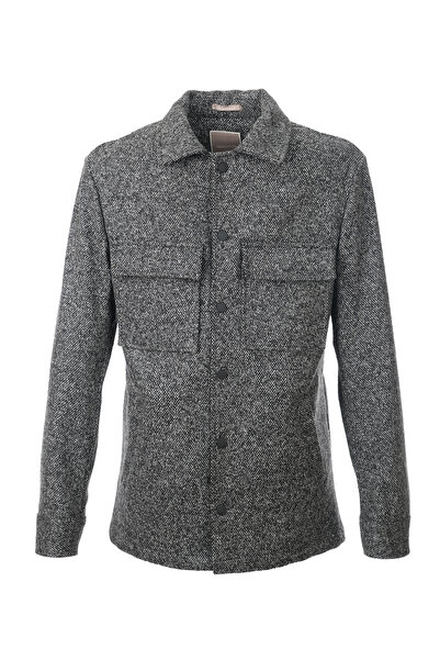 intersivin Erkek Klasik Yaka Dokulu Kumaş Düğmeli Cepli Overshirt Ceket CG-03