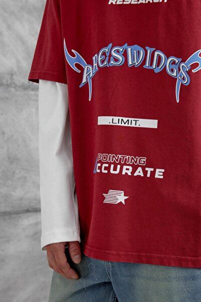 NOMARC Червона Nmrc Areswing з написом Oversize Світшот з рукавами