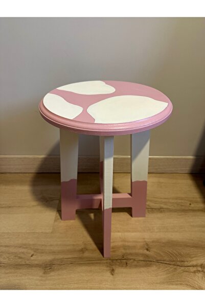 ZenArte Pembe beyaz tabure