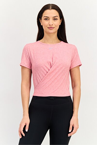 Nike بلوزة قصيرة للنساء من Dri-Fit للتدريب، بأكمام قصيرة، لون وردي باهت