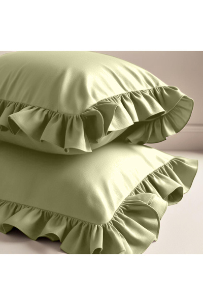 Sabia 100% Cotton 62 Thread Count (155 Tc) 50X60 cm Ruffled Pillowcase Set