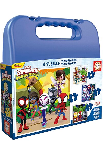 EDUCA Spidey Bag — Set of 4 Graduated Puzzles (6/9/12/16 pcs), Cardboard, Age 3+
