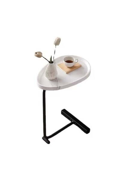 lexi Masă de cafea - Picior metalic portabil, Blat în stil marmoră, 40x30x70 cm