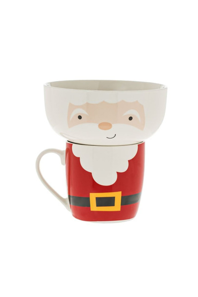 Housevetta Christmas mug, mug with bowl set, Santa Claus model, porcelain, 370 ml