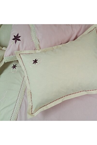 Casa Bucuriei Embroidered bed linen set 240 x 270 cm, Dulcis, 6 pieces, mineral pink/cream, 100% ran
