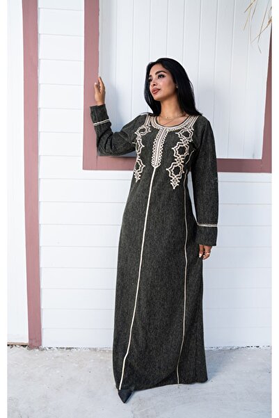 AFandina Embroidered wool jalabiya with luxurious embroidery A-958