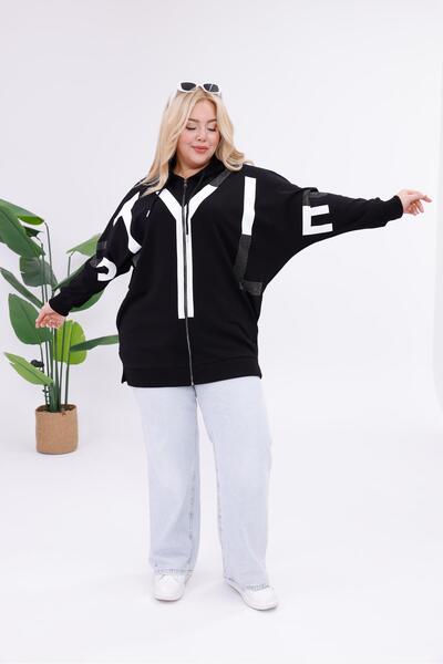 Siyezen Large Size Oversized Zippered Sweatshirt