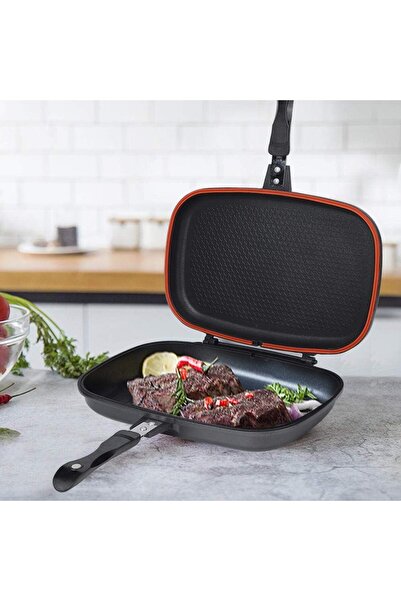 Dessini Double-Sided Portable BBQ Flip Non-Stick Square Grill Pan with Silica Sealing Ring