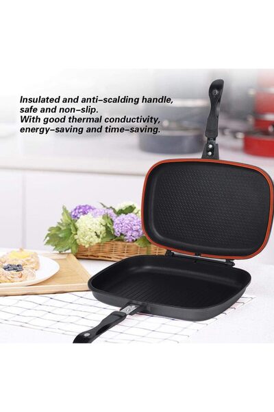 Dessini Double-Sided Portable BBQ Flip Non-Stick Square Grill Pan with Silica Sealing Ring