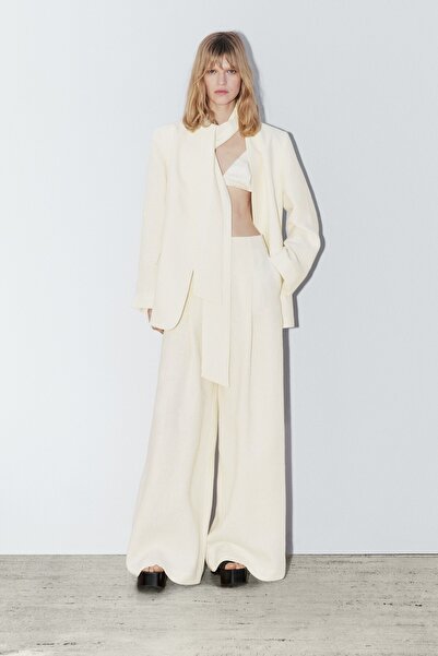 Massimo Dutti %100 keten geniş paça pantolon - STUDIO