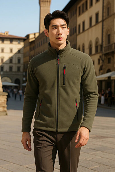 COMBİNE MİCHAİL Erkek Kışlık Günlük Kalın Haki Polar