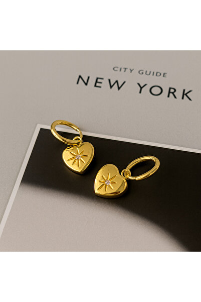 Z&T ACCESORIES أقراط على شكل قلب مطرزة بنجمة