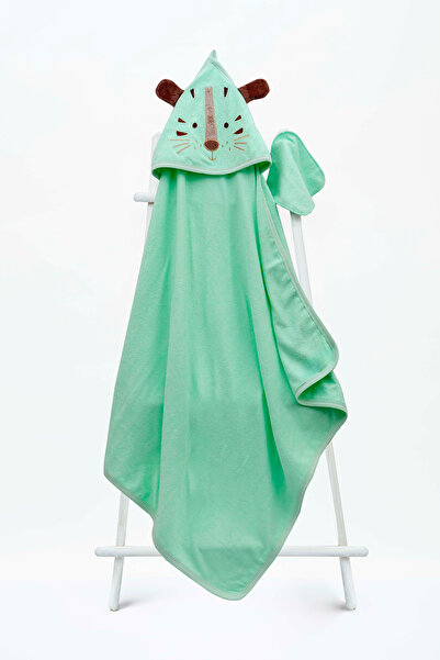 Babyline Aş 100% Cotton Baby Towel Silvery Lion Embroidered