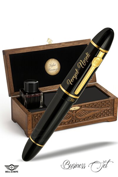 MELL & SWIPE Kişiye Isme Özel İsim Baskılı Ahşap Kutulu Lüks Hediyelik Şık Pi...