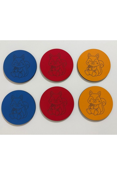 Pelince مجموعة من 6 قطع من حاملات الأكواب على شكل سنجاب لطيف |   قاعدة زخرفية...