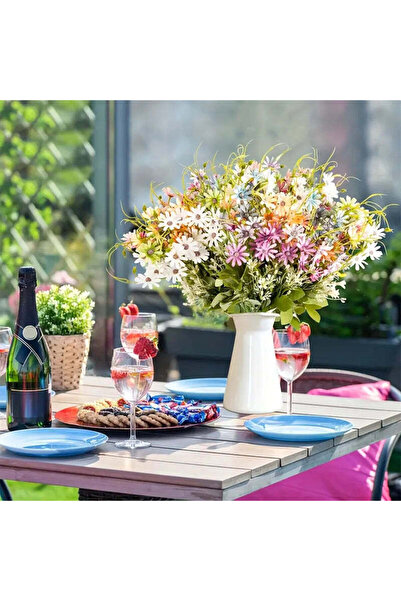 Artificiale Rolio Set of 6 Packs of Colorful Artificial Flowers, UV Resistant, Height 40 cm