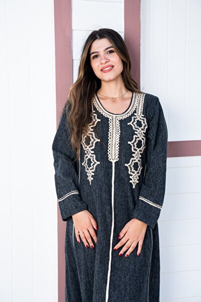 AFandina Embroidered wool jalabiya with luxurious embroidery A-958