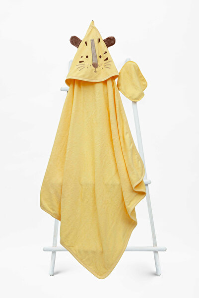 Babyline Aş 100% Cotton Baby Towel Silvery Lion Embroidered