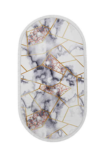 Dijidekor ΨΗΦΙΑΚΟ Οβάλ Χαλί με Κρόσσια ΚΡΥΣΤΑΛΛΙΚΟ ΜΟΝΤΕΛΟ Χρυσό Χρώμα Σβήσιμο 80x150