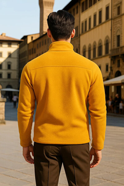 COMBİNE MİCHAİL ملابس شتوية رجالية سميكة من الصوف الأصفر للاستخدام اليومي