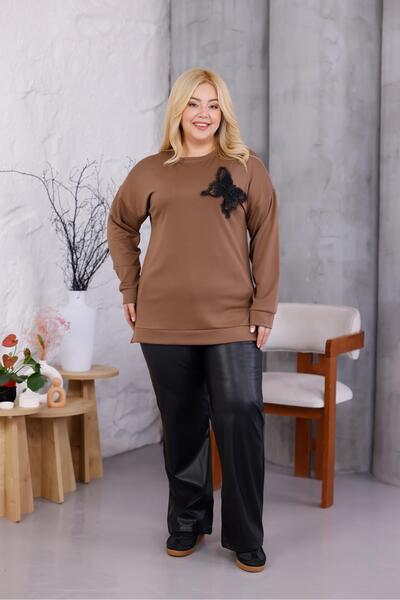 Siyezen Plus Size Modal Fabric Sweatshirt with Butterfly Accessories