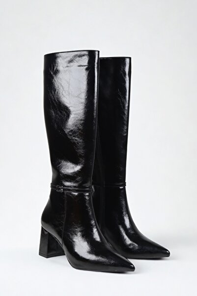 NiceDiffer kadın sivri burun kalın topuklu uzun çizme