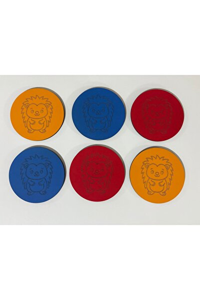 Pelince Set of 6 Cute Hedgehog Figured Coasters |   Laser Cut 3mm Mdflama Decorative Base |   9 cm