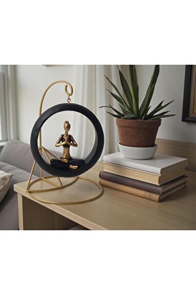e-life shop Modern Stil Askılı Sallanan Yoga Yapan Kadın Heykeli 18 cm Dekora...