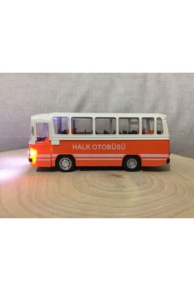MODEL MAKET Maxx Wheels Sesli ve Işıklı Nostaljik Halk Otobüsü 15 Cm. - Turuncu