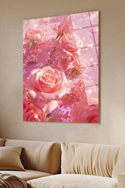STARYUNA Pink Rose Glass Painting Yuna1013