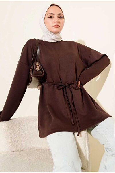MODA VEDAT Crew Neck Rope Belted Tunic