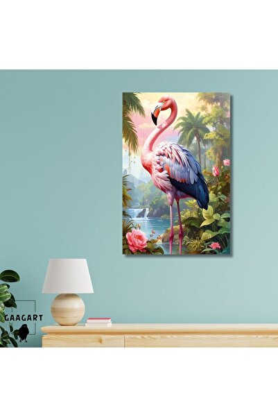 GAAGART Tekli Dikey Kanvas Tablo Yüksek Kaliteli Renkli Flamingo Ve Gül