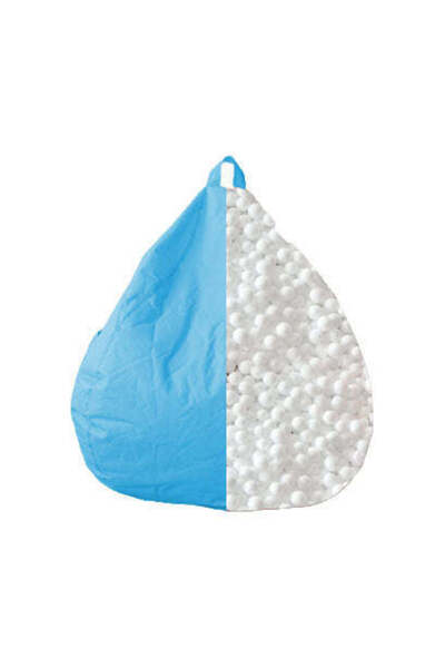 buz Fotoliu tip puf în formă de pară cu mâner – Albastru, 100x150 cm