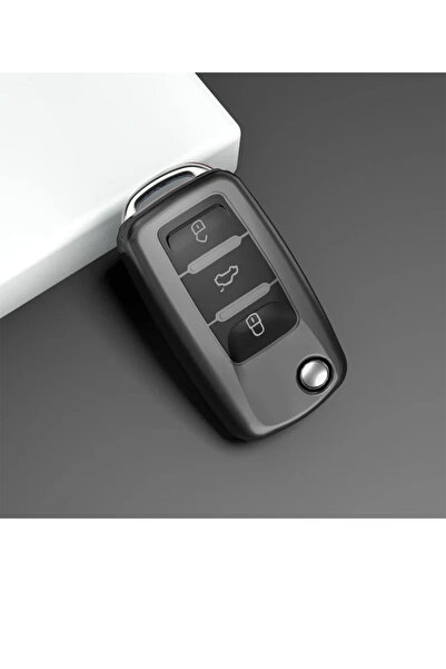 MeyZone غطاء مفتاح السيارة من السيليكون الرمادي لفولكس واجن بولو وباسات بي5 وجولف وجيتا إم كيه6 وتيجوان وإيوس وسيروكو