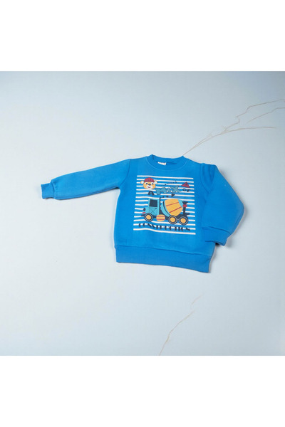 Ercahome tekstil Erkek çocuk sweatshirt / eşofman takımı mavi dijital baskılı