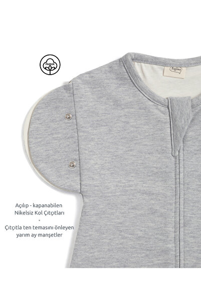 Zuppers Double Layer Cotton Baby Swaddle Romper - 1.5 Tog - Gray