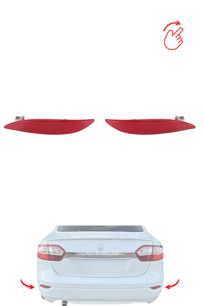 MEFAUTO Renault Fluence Compatible Right Left Bumper Reflector 2009>