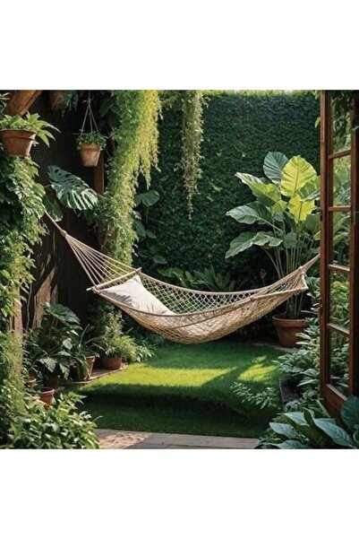 ANTBRO Hamac Macrame, Bej, 200x100 cm — Boho-Chic (Interior/Exterior)