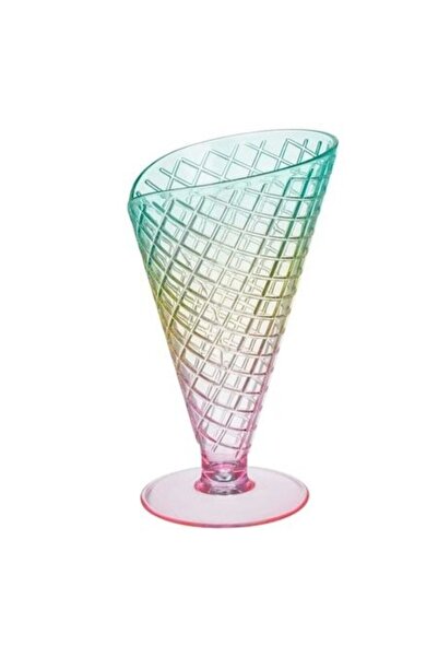 ANTBRO Bol din plastic cu picior curcubeu Ø16,5 cm – design cornet de îngheța...