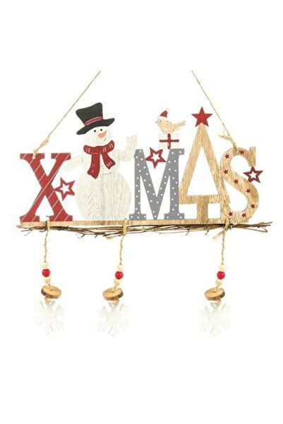 ANTBRO Decorațiune de Crăciun suspendată din lemn - om de zăpadă, pasăre și s...