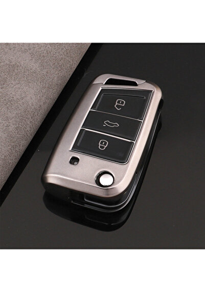 MeyZone Volkswagen Seat Skoda Polo Tiguan Golf 7 Gri Silikon Anahtar Kılıfı A...