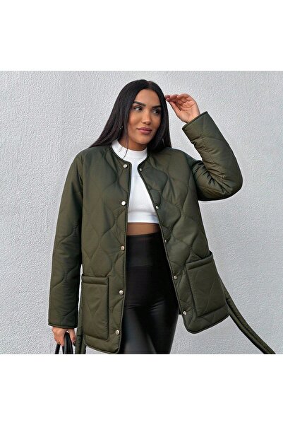 SERBA Жіночий утеплений пальто з шнурівкою та візерунком цибулі