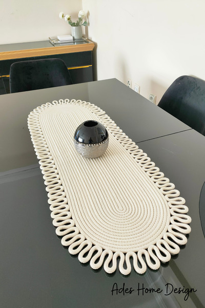 ADES HOME DESİGN Jüt, Runner, Amerikan Servisi, Supla, Masa Örtüsü, Sehpa Ört...