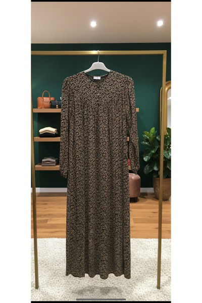 fariza tekstil Çıtır desen büzgü robalı rahat kesim tesettür elbise