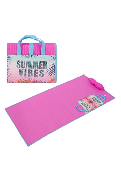 OEM Ciel Summer Vibes Pink Plastic Bag Beach Mat & Inflatable Pillow 180x86cm