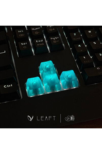 Leaft Design 9'lu Şeffaf Buz Mavisi Keycap Seti - Sökme Aparatı Hediyeli Klav...